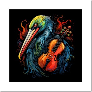 Pelican Playing Violin Posters and Art